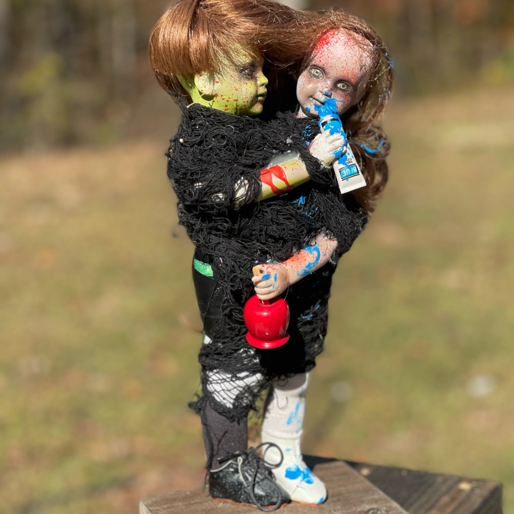 OOAK Gothic Creepy Horror Twins Haunted Halloween Baby Doll Scary Decor